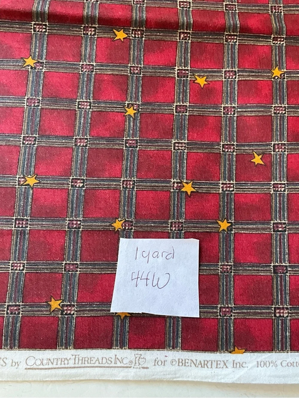 Quilting Sewing Fabric Folk Art Style Benartex Robert Kaufman Fabric Green Stars